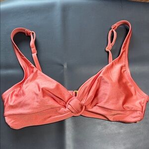 Elegant Coral Knot-Front Bikini Top